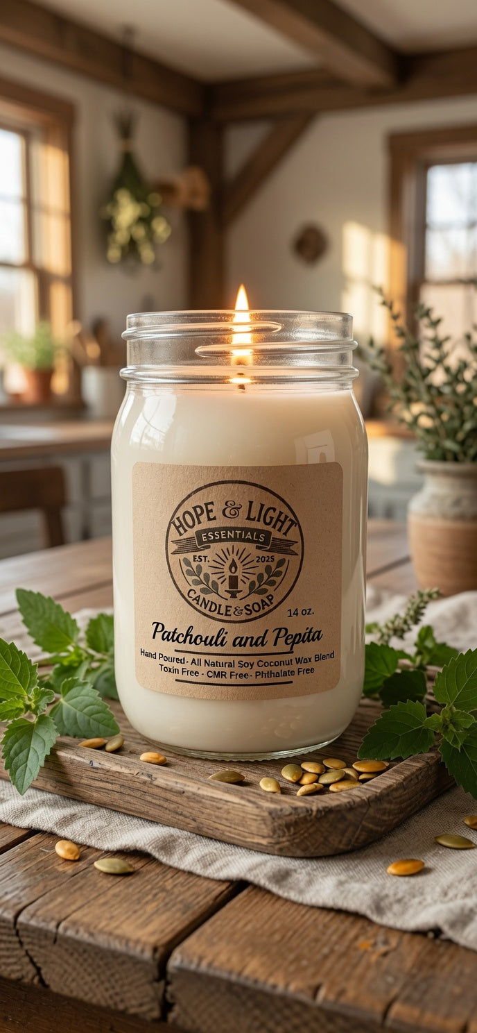 14 oz Patchouli and Pepita